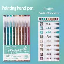 9/36/162/202/256 彩色凝胶笔套装 - 中号笔尖 (0.6mm)，Morandi 圆珠笔/勾线笔/荧光笔，适合鲜艳的书写和素描，书写流畅，适用于绘画、高亮、学生笔记、手册制作、办公等。 - 彩色 - 查看 24