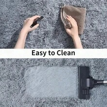 Soft Fluffy Shag Throw Area Rug, 2x4 Black, Non-Slip Bedroom, Hallways, Bedside, Dorm, Living Room - Long Shaggy Rug - 灰色 - 查看 5