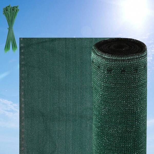 Lospitch [Zaunblende Sichtschutz]HDPE Schattiernetz für Zaun & Balkon | UV-stabilisiert & wetterfest | 1m/1.2m/1.5m/1.8m x 10m/20m/25m | Grün/Grau | Mit Kabelbindern