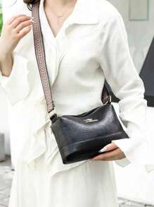 Brand Luxury Women's Crossbody Bag, Soft Leather Handbag, Designer Fashion Women's Shoulder Bag, Crossbody Bag - Black - View 10