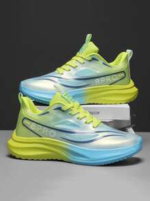 大码男士轻便透气缓冲系带运动鞋 - 舒适步行鞋 - 休闲跑步鞋，情侣款，轻便，透气防滑，减震，外底 - 青綠色 - 查看 3