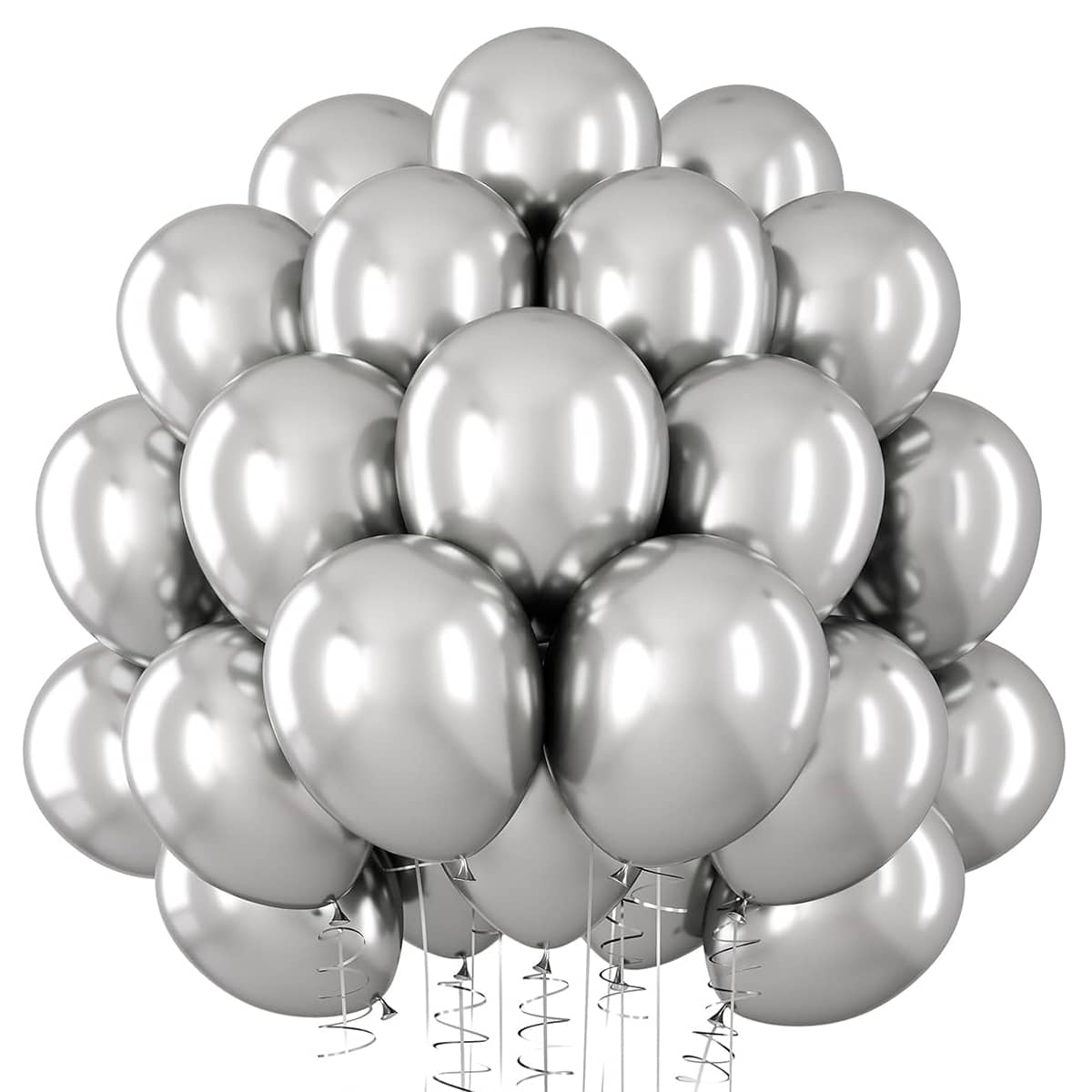 Kit With 25 Units Premium Platino Chorme Metallic Balloon Various Colors Sizes 5 And 9 Inches Arch Decoration - 9號銀色 - 查看 1