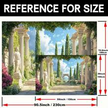1 件聚酯纤维浪漫希腊宫殿花园墙壁背景，多用途派对横幅，古代石拱门印刷摄影背景，节日婚礼墙壁装饰，无需电源 - 1個 - 查看 4
