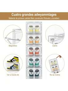 10 Pack Shoe Organizer, Upgraded Stackable Clear Shoe Box, Display Storage Box, Transparent Plastic Drawer Multifunctional Shoe Box, With Suction Door, Shoe Rack, Shoe Cabinet, Suitable For Office And Home Display And Storage, Transparent