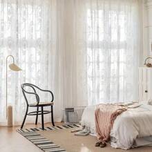 2pcs Set Of Floral Embroidered Sheer Curtains - Rod Pocket Design, Perfect For Living Room, Bedroom, Dining & Balcony Decor, Machine Washable Polyester - White - View 5