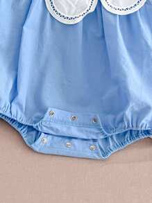 新款荷叶边领无袖公主风婴儿连体衣，夏季 - 藍色 - 查看 4