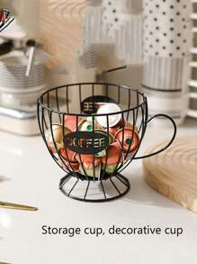 1 Nordic Style Light Luxury Snack Candy Storage Rack, Coffee Shop Dining Table Display Decoration Rack, Home Coffee Storage Rack, Metal Storage Basket, Office Dormitory Large Capacity Storage Basket, Open Decoration Piece