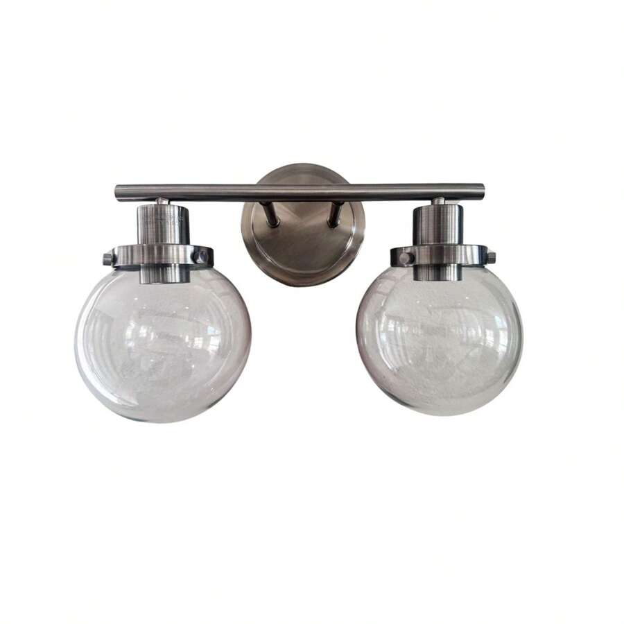Bathroom Vanity Light Fixtures, 2-Light Black Wall Sconce Lighting Wall Lamp With Clear Glass Sha