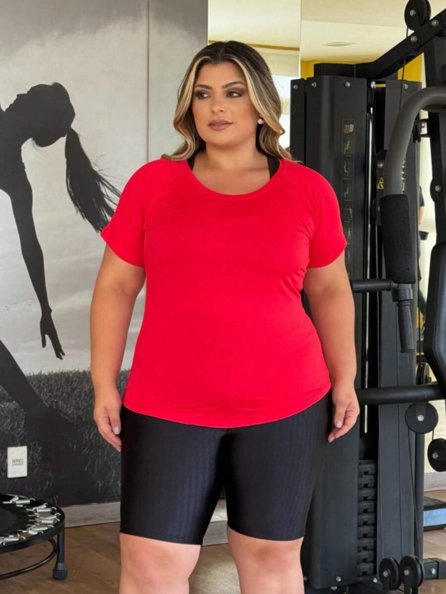 Plus Size Sports Top In Dry Fit Fabric - Light, Comfortable And Perfect For Training And Casual! - 紅色 - 查看 1