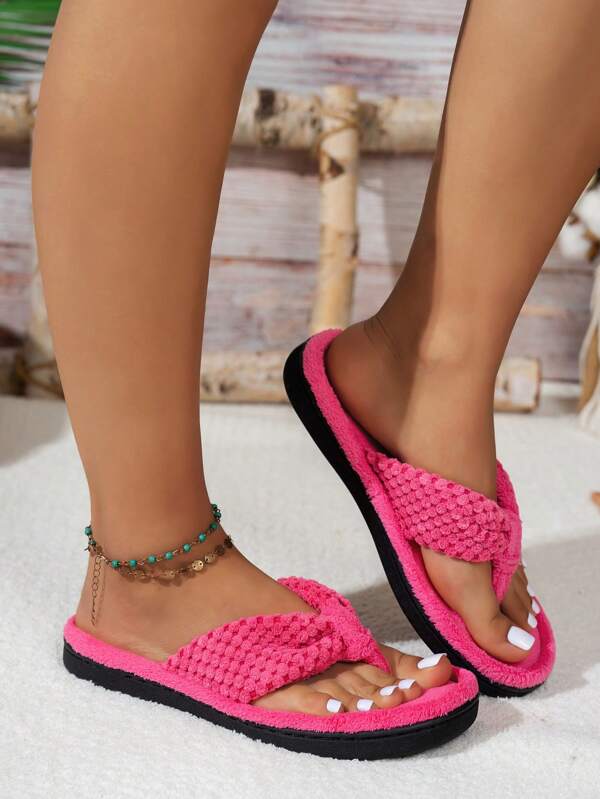 Sandalias de mujer cómodas con espuma de memoria, pantuflas interiores forradas de felpa esponjosa y malla
