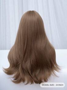 alicegarden 1 Piece Synthetic Heat Resistant Curls With Bangs, Brown Wig 24 Inch Braided Everyday Natural Realistic Wig.