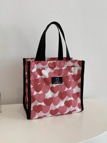 聚酯材料便携式保温午餐手提袋，矩形，带铝箔层，适合学生、办公室职员和户外野餐，保持食物温暖、新鲜、防水、防油，容量大，学校储物袋，教师储物袋，教室包，教室储物袋返校用品袋学校用品学校用品