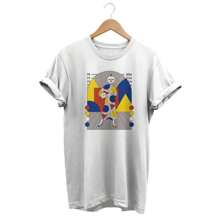 Abstract Geometric Collage T-Shirt, Vintage 20s Clothes, Retro Aesthetic Style, Artistic Art Lover Gifts - Black - View 1