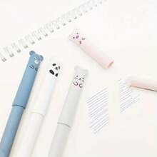 12 piezas Bolígrafo de pegamento borrable con diseño de animales lindos, tamaño mediano, recargable y lavable, tinta azul/negra de 0.5mm, plástico, para útiles de oficina y escolares, estilo aleatorio de vuelta a clases