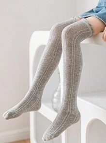 2pcs/Pack Girls Gray Mesh Spring/Summer Mosquito Repellent Over-The-Knee Crew Socks - Light Grey - View 3