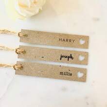 100pcs 9.5x1.8cm Personalized Gift Tags, Christmas Gift Tags, Handwritten Kraft Paper Wedding Gift Tags, Single-Sided Calligraphy Paper Gift Tags (Ropes Not Included) - Rectangular Love Heart - View 3