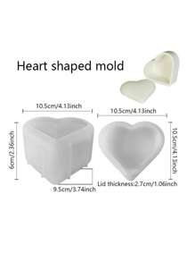 1个心形几何硅胶模具 - 可重复使用,易于清洁,适用于环氧树脂/蜡烛/香薰,情人节/母亲节/圣诞派对/家居装饰礼品 - 白色 - 查看 3