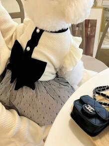 1 件经典黑白宠物连衣裙，轻便夏季连衣裙，适合中小型宠物