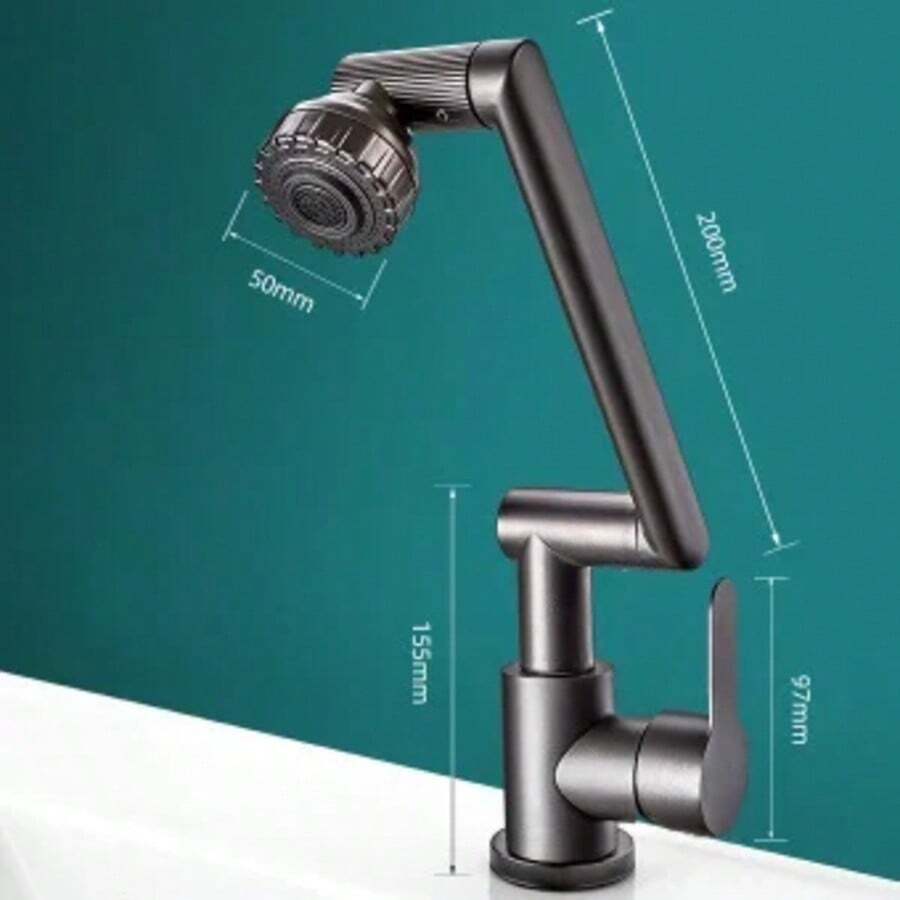 Mechanical Arm Universal Faucet Bathroom Kitchen Splashproof Faucet Bathroom Countertop Basin Hot And Cold Tap Faucet Accessorie - Grey - View 1