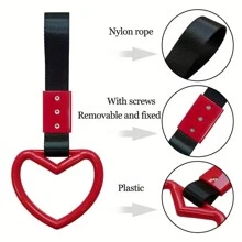 1pc Heart-Shaped Car Handle Strap - Stylish Rear Bumper Warning Ring In Multiple Colors, Strong Nylon & ABS Material, Perfect For Cars, Subways, And Buses - Multicolor - View 4