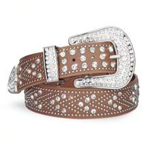 LCG LUCHENGYI Fashion Rhinestone Belt For Men Women, Casual Bling Western Cowboy PU Leather Studded Belt Cowgirl Belts For Jeans Pants Suitable For Teen Summer Casual Outdoor Athletic Or Vacation Travel Or Graduation Gifts Or Birthday Dress Accessories Or Daily Wear - Multicolor - View 13