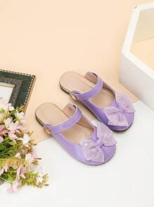 女童春季闭趾凉拖鞋，时尚可爱公主风平底户外拖鞋，儿童鞋 - 淡紫色 - 查看 1