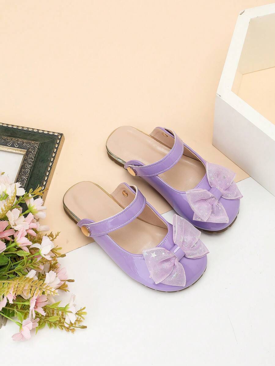 女童春季闭趾凉拖鞋,时尚可爱公主风平底户外拖鞋,儿童鞋 - 淡紫色 - 查看 1