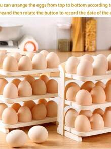 Foldable Kitchen Egg Storage Rack Organizer For 24 Eggs, Multifunctional Plastic
