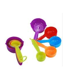 Conjunto Kit Colher Xicaras De Medida 5 Peças Promoção Medidor de Receitas Colher Xicara Conjunto Medidor Cozinha Culinária - Multicolorido - Visão 3