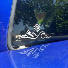 1 Pc Mountain Sun Wave Car Window Decal - Nature Lover's Outdoor Adventure Style Vinyl Sticker For Car Truck SUV
