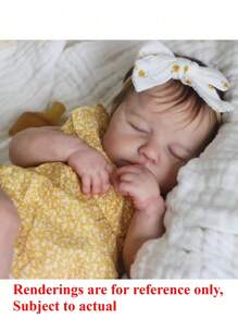 逼真的 50 厘米重生睡着婴儿娃娃，具有 3D 绘画皮肤和可见静脉，20 英寸柔软乙烯基新生婴儿，布质身体可爱装扮玩具（部分零件随机，包括奶嘴、发饰、奶瓶、尿布和衣服套装）