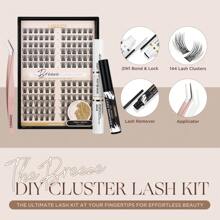 144 piezas Kit de extensión de pestañas LASHVIEW DIY, extensiones de pestañas en racimo de estilo volumen, kit de pestañas individuales, pestañas individuales con pegamento y pinzas (703)