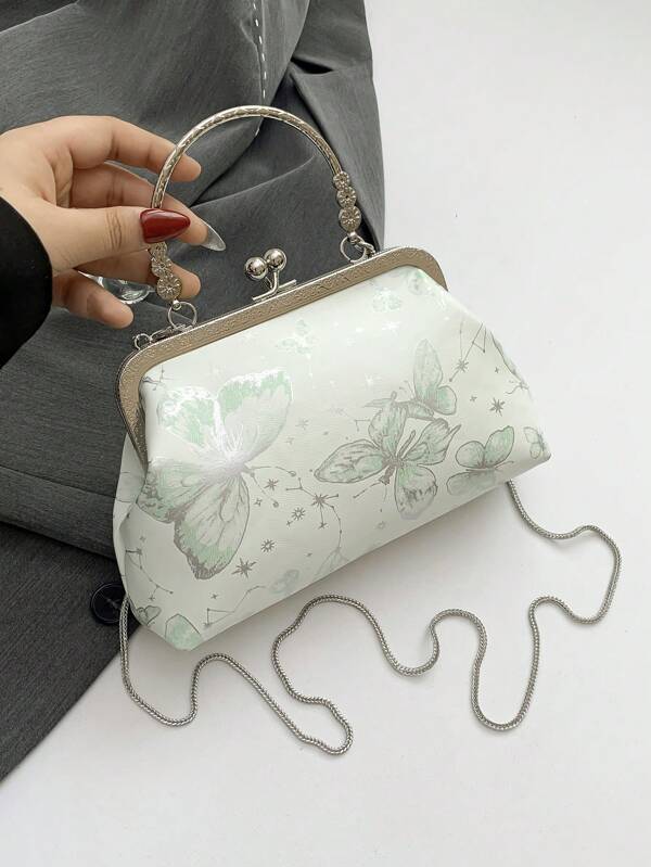 1pc Women's Shoulder Bag, Sling Crossbody Handbag, New Stylish Butterfly Print Pattern Multi-Function Tote