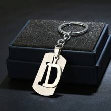 1 pièce Porte-clés Initiale A-Z 26, étiquette de clé en acier inoxydable, anneau porte-clés, pendentif de sac, cadeau de style unisexe Punk & Hip-Hop pour la Saint-Valentin