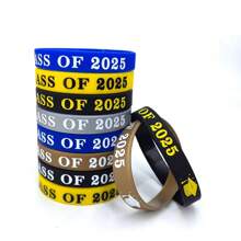 24 piezas Clase de 2025 Pulsera de silicona de la temporada de graduación, pulsera de graduación de silicona, adecuado para regalos de recuerdos de fiestas de graduación - Multicolor - Ver 6