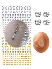 AVYRING Fake Nose Stud Fake Nose Ring Stud Fake Nose Piercing Fake Eyebrow Ring Stick On Fake Lip Piercing For Women Fake Earring Stud