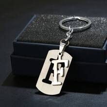 1 pièce Porte-clés Initiale A-Z 26, étiquette de clé en acier inoxydable, anneau porte-clés, pendentif de sac, cadeau de style unisexe Punk & Hip-Hop pour la Saint-Valentin