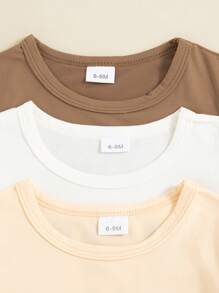 Summer Baby Girls Heart & Letter Print Short Sleeve Tops, Multi-Piece Set - Multicolor - View 8