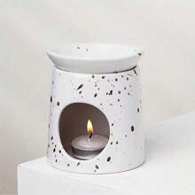 1 件装精油燃烧器，适用于家庭或水疗油蜡融化燃烧器家庭香味扩散器，陶瓷小烛台精油燃烧器，蜡烛加热器雕刻星星白蜡融化油融化加热器火焰蜡