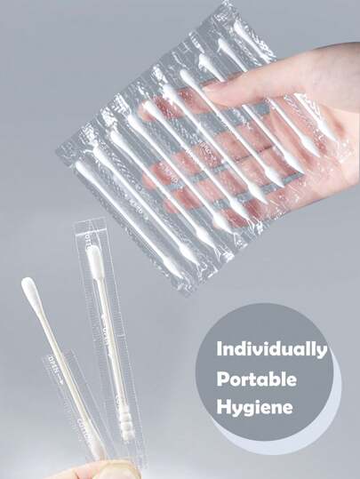 每袋50支/100支/500支，独立包装，旅行便携，单头棉签，双头棉签（尖头和圆头），清洁卸妆棉签，男女通用纸棒