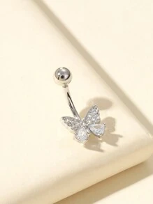 1 件装女士时尚肚脐环，肚脐穿孔蝴蝶肚脐环，性感肚脐穿孔，适合日常佩戴
