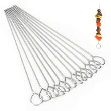 12PCS BBQ Barbeque Skewers Needle 20cm Utensil Fork Iron Outdoor Camping