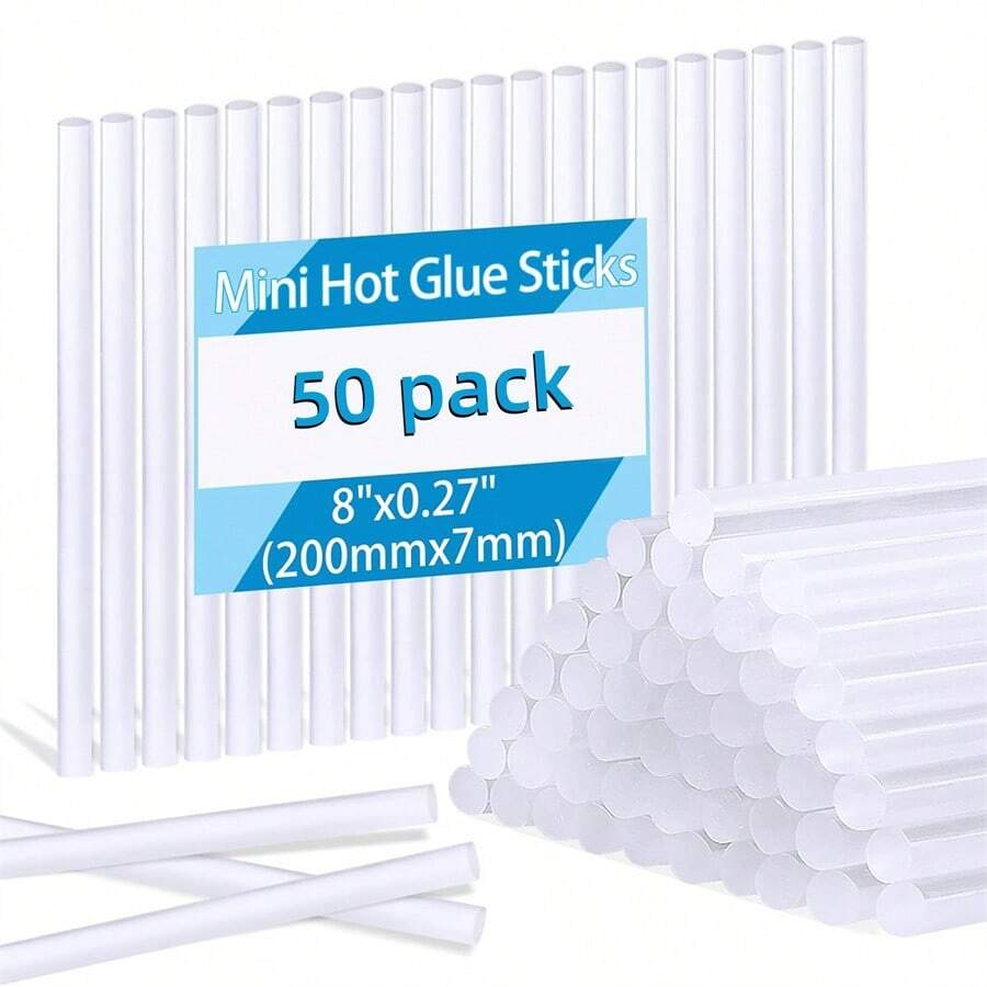 50 Pack Mini Hot Glue Sticks. Available In Two Lengths: 7mm*150mm And 7mm*200mm, With Multiple Quantity Options. These EVA Clear Glue Sticks Are Suitable For Glue Guns, Perfect For DIY Craft Sticky Projects & More.