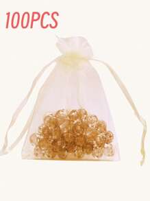 10/50/100pcs Ivory Gift Bags, Ivory Organza Candy Bags For Tableware, Various Holiday Party Packaging Supplies, Holiday Home Supplies, Holiday Wedding Party Gift Packaging Supplies