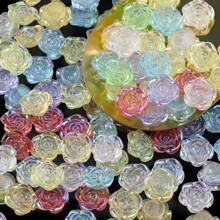 100 piezas de cuentas perforadas de material de resina de 24mm con formas mixtas al azar de rosas de colores, colas de pez, mariposas y flores, adecuadas para hacer artesanalmente pulseras, collares, pendientes, accesorios de moda, decoración de ropa y suministros para la fabricación de joyas