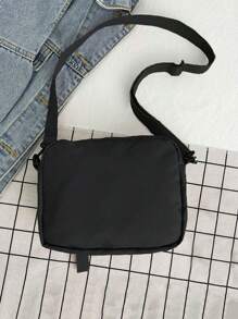 And Stylish Double Pocket Outdoor Sports Lightweight And Versatile Crossbody Bag, Made Of Nylon Material, Sturdy, With Adjustable Shoulder Straps, Suitable For Work And School Purse Sling Bag - Black - View 2