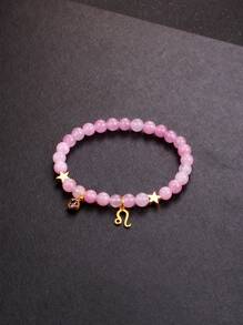 1Piece 12 Zodiac Signs Elegant Natural Gemstone Bracelet 6mm Opal Rose Quartz Watermelon Tourmaline Peach Blossom Stone Blue Apatite Red Aventurine Carnelian Rhodonite Bloodstone Rutilated Quartz Beads Girlfriend Bangles With Gold Color Stainless Steel 12 Zodiac Medallion And Vibrant Cubic Zirconia Jewelry Unique Birthday 12 Zodiac Gift For Women