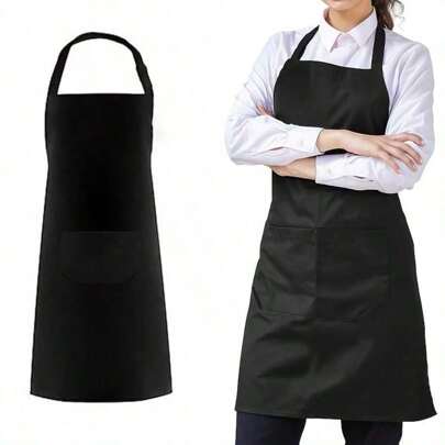 1 件装可调节围兜围裙，防水滴围裙，带 2 个口袋，烹饪厨房餐厅围裙，适合女士、男士、厨师、烧烤绘画制作户外用品