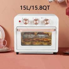 15QT- Large Countertop Oven, Air Fryer Toaster, Combined, Broil, Bake, Broil, Reheat, No Frying, Stainless Steel, Visible Window, Healthy Cooking, Space Saving Design, Pink - 美規B型插(110-127V) - 查看 5