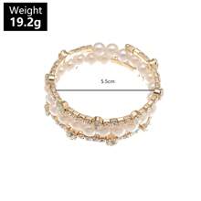 1pc Girl Stylish Rhinestone & Faux Pearl Embellished Luxury Bangle Bracelet - Gold - View 5